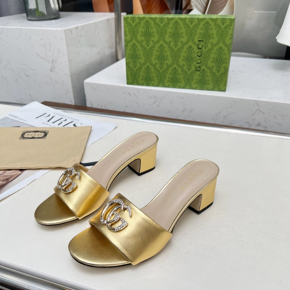 GG NOJUM WOMEN'S SLIDE SANDAL METALLIC GOLD  ?817257 B8B00 8024
