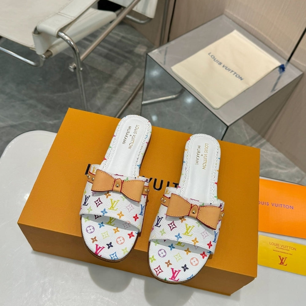 LV X TAKASHI MURAKAMI 6AM FLAT MULE WHITE 1AGZUV
