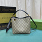 GG GG EMBLEM MINI BUCKET BAG BEIGE AND DARK BROWN 20CM 815118 FAD6L 9741