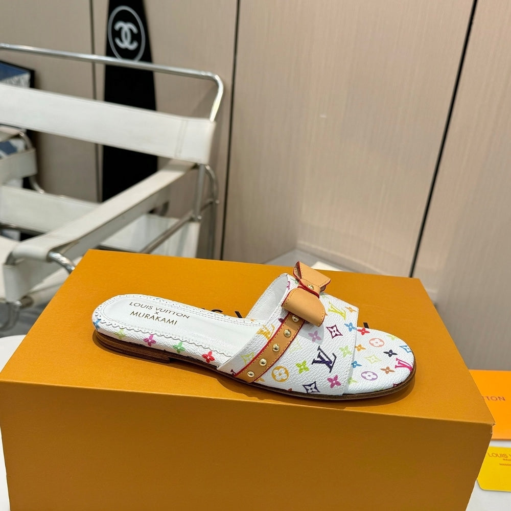 LV X TAKASHI MURAKAMI 6AM FLAT MULE WHITE 1AGZUV