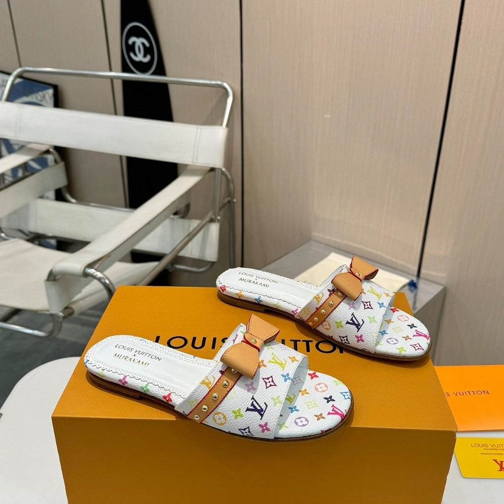 LV X TAKASHI MURAKAMI 6AM FLAT MULE WHITE 1AGZUV