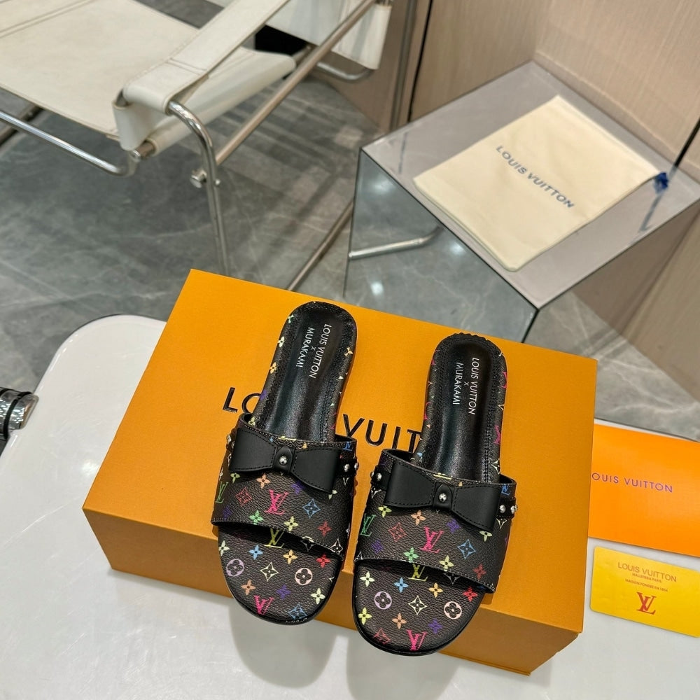 LV X TAKASHI MURAKAMI 6AM FLAT MULE BLACK