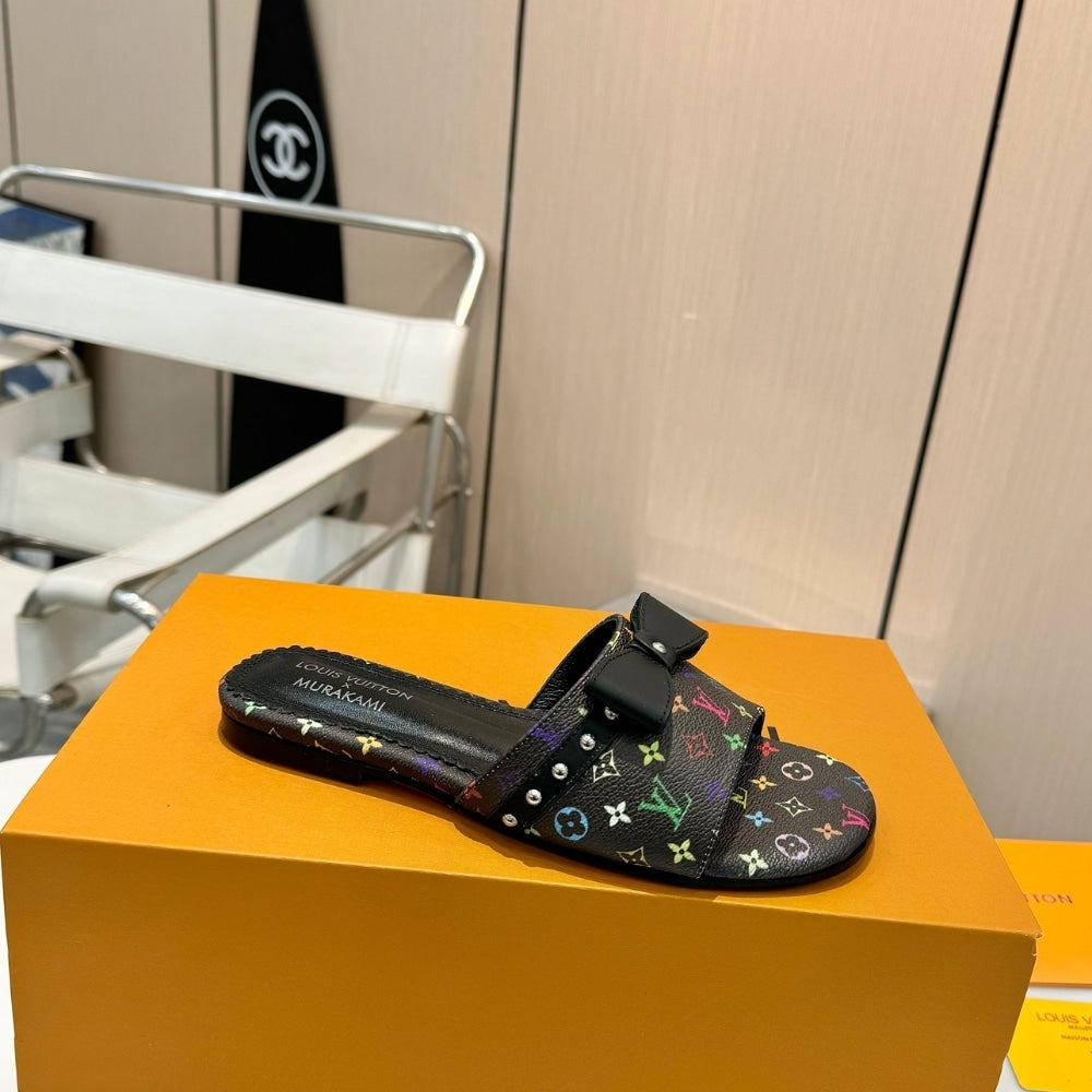 LV X TAKASHI MURAKAMI 6AM FLAT MULE BLACK