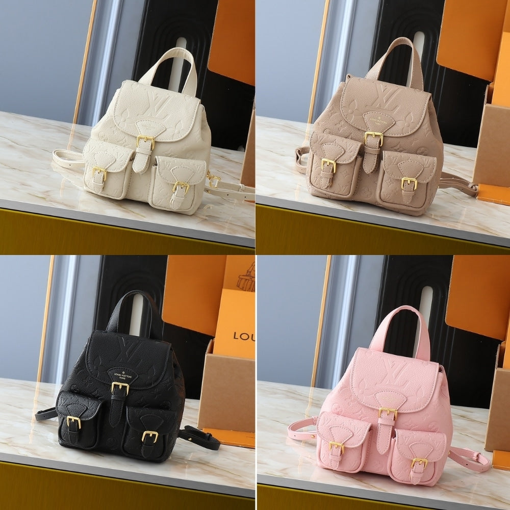 LV BACKUP MONOGRAM EMPREINTE LEATHER CREAM 20CM M47106