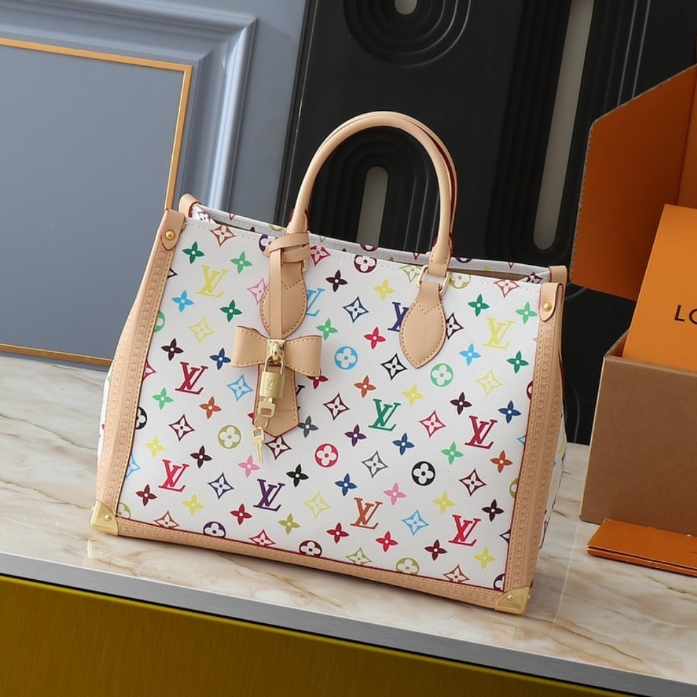 LV X MURAKAMI ONTHEGO MM MONOGRAM WHITE 35CM M13079