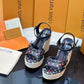 LV X TAKASHI MURAKAMI HELIOS WEDGE SANDAL BLACK