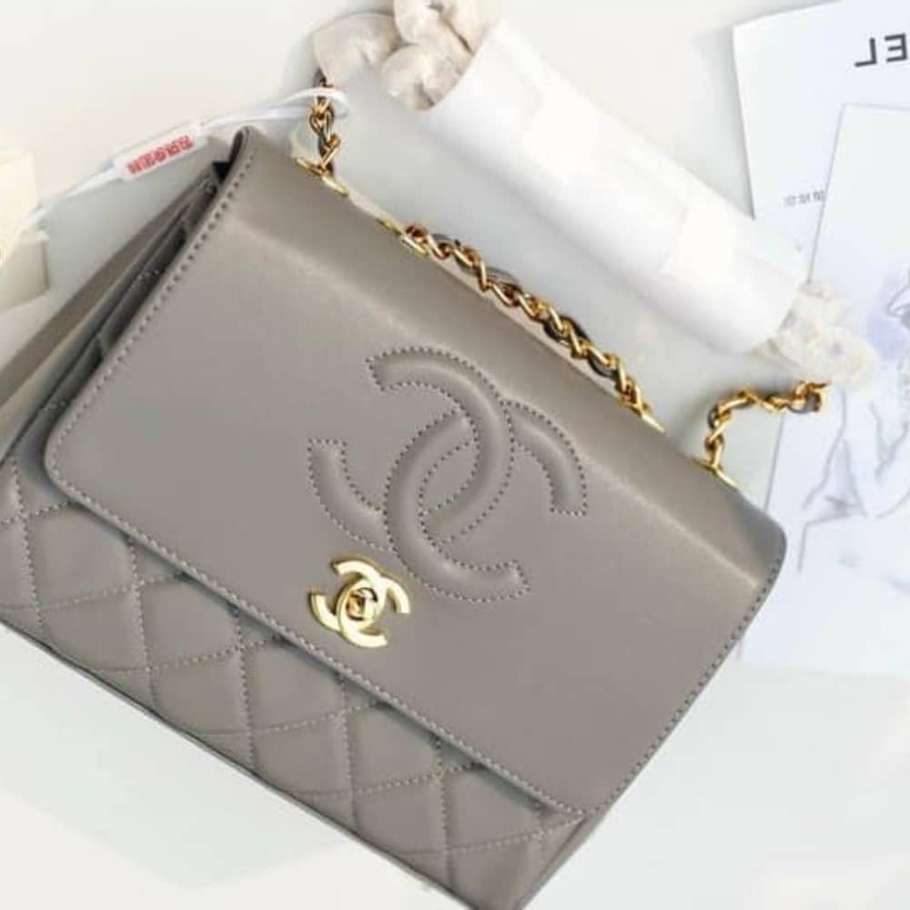 CC COCO MARK FLAP BAG GREY 22CM