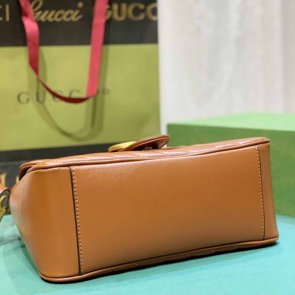 GG GG MARMONT MINI TOP HANDLE BAG BROWN 20CM