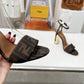 FD DELFINA  FF JACQUARD MEDIUM HEELED SANDALS BROWN  8X8663AJZFF1D1C