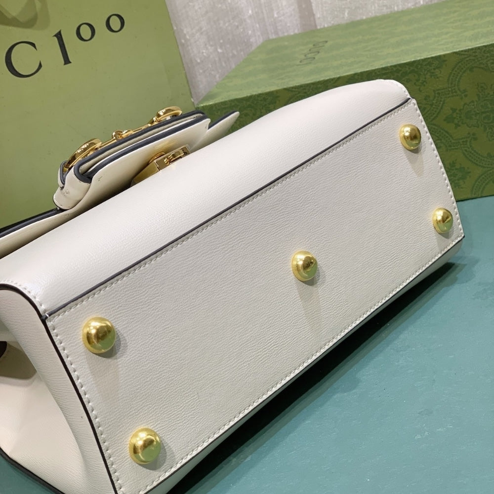 GG HORSEBIT 1955 MINI TOP HANDLE BAG WHITE 29CM 703848 AAA7G 9022