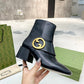 GG BLONDIE WOMEN'S ANKLE BOOT LEATHER BLACK 700016C9D001000