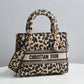 DIR 44532 Lady D-Lite Handbag shoulder bag cross body bags mini 17cm 24cm Leopard Print light yellow