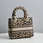 DIR 44532 Lady D-Lite Handbag shoulder bag cross body bags mini 17cm 24cm Leopard Print light yellow