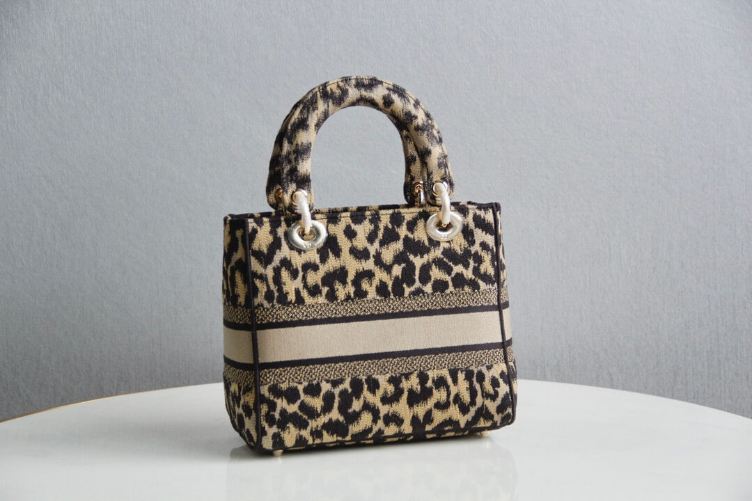 DIR 44532 Lady D-Lite Handbag shoulder bag cross body bags mini 17cm 24cm Leopard Print light yellow