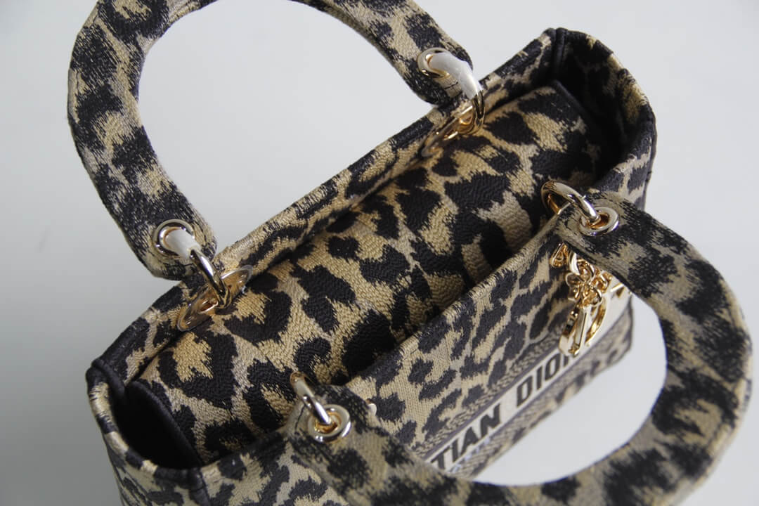 DIR 44532 Lady D-Lite Handbag shoulder bag cross body bags mini 17cm 24cm Leopard Print light yellow