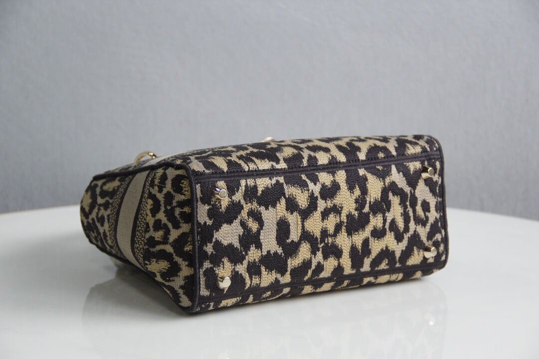 DIR 44532 Lady D-Lite Handbag shoulder bag cross body bags mini 17cm 24cm Leopard Print light yellow