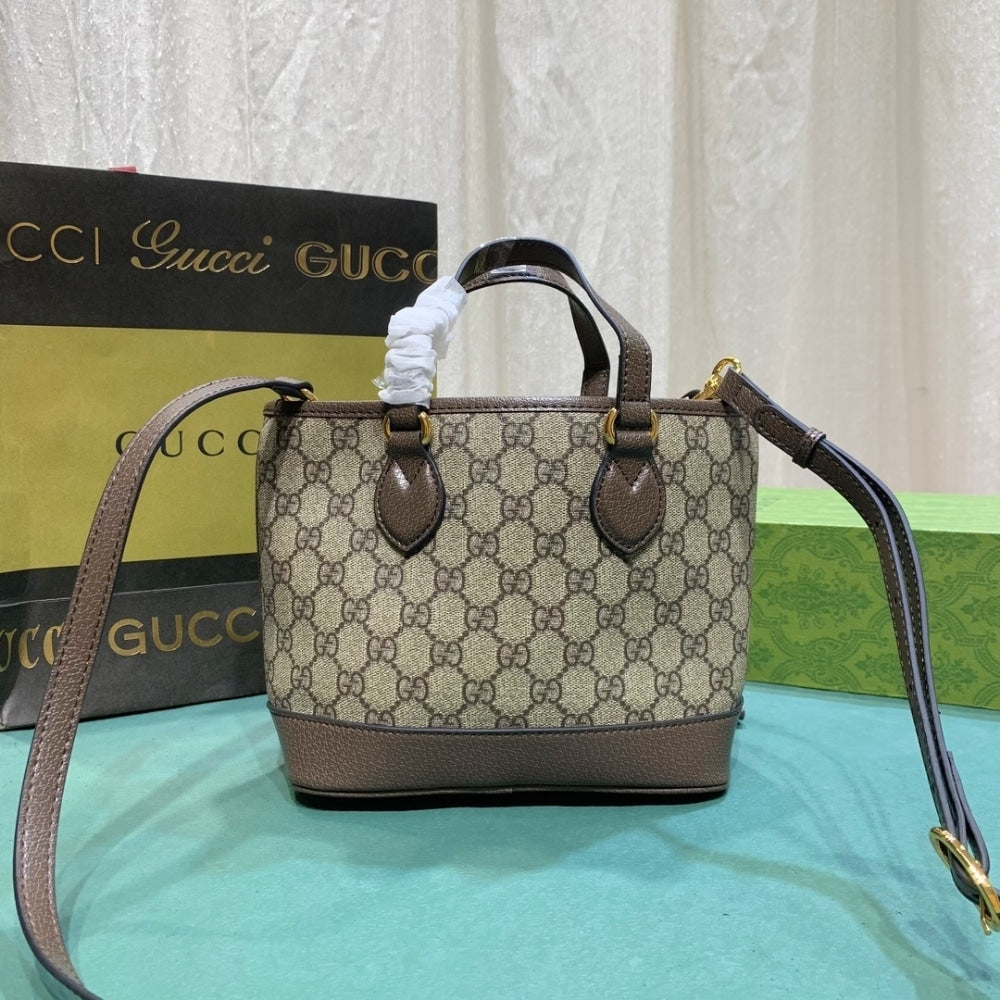 GG OPHIDIA MINI TOTE BAG BEIGE AND EBONY 22CM 811716 K9GSG 8358