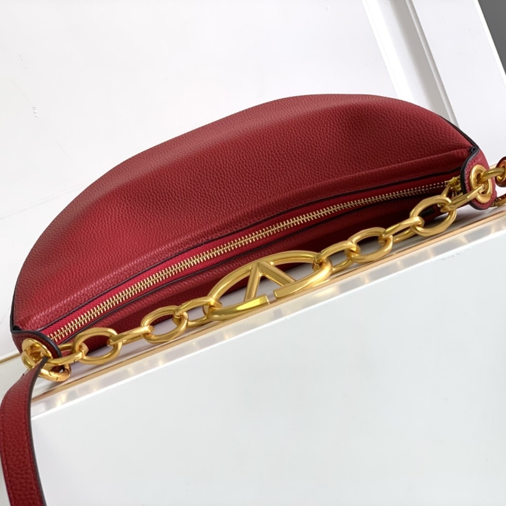 VO GARAVANI VLOGO MOON MEDIUM GRAINY HOBO BAG WITH CHAIN DARK RED 29CM 5W2B0N59JDK Y9Q