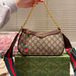 GG OPHIDIA SMALL SHOULDER BAG BEIGE AND DARK BROWN 25CM 735132 FABLE 9442