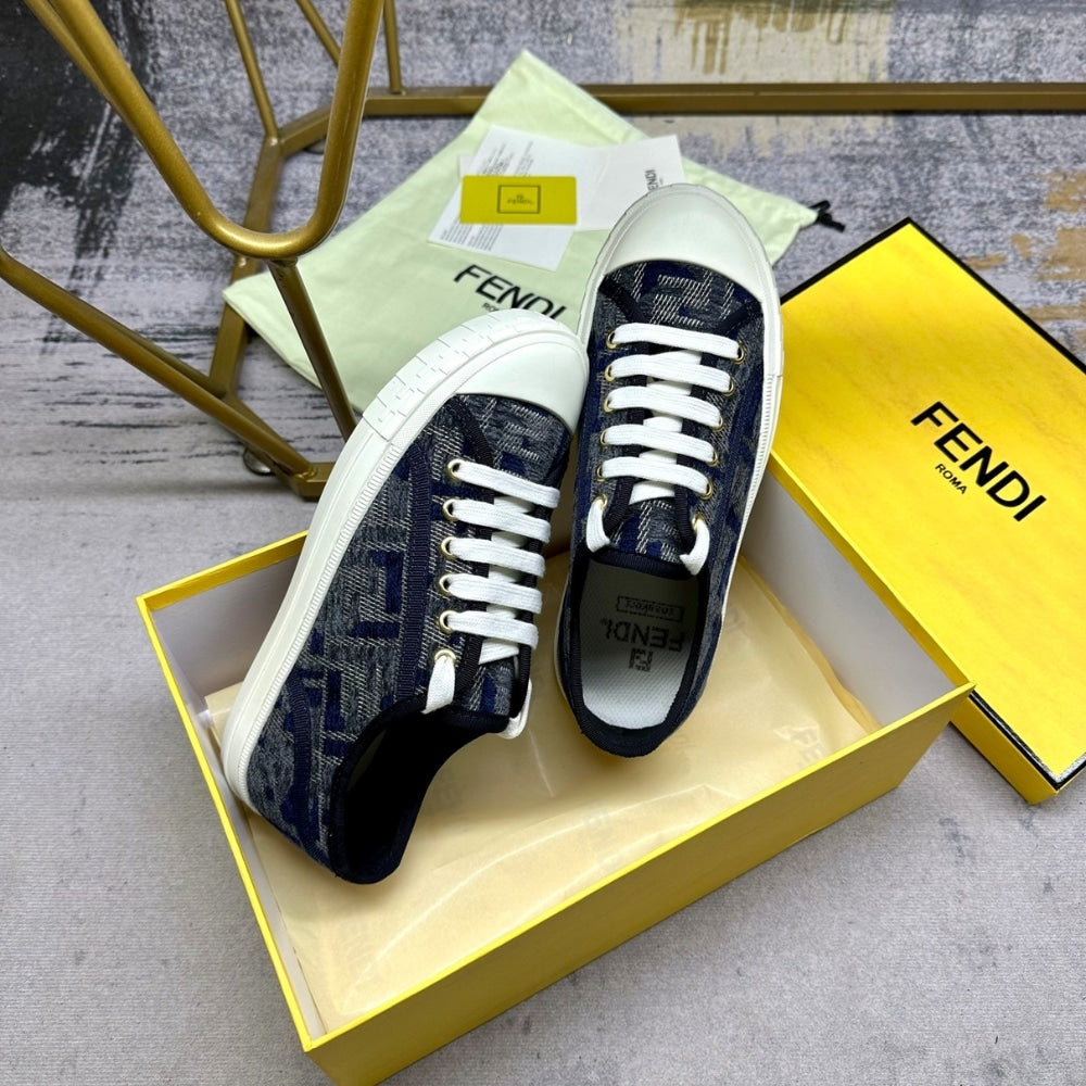 FD DOMINO FF DENIM LOW TOP SNEAKERS BLUE