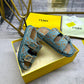 FD FEEL  FF JACQUARD VELVET SLIDES LIGHT BLUE  8X8326AOTMF1R88