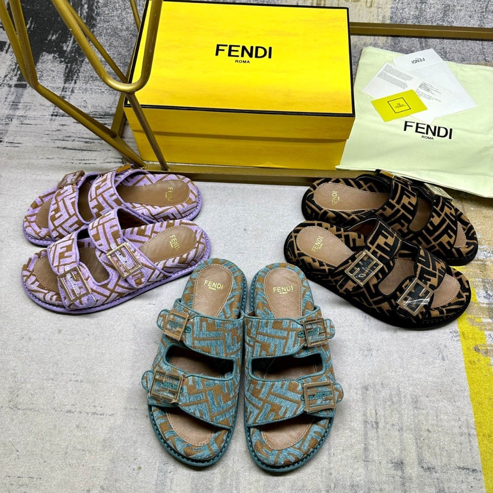 FD FEEL FF JACQUARD VELVET SLIDES AMETHYST PURPLE