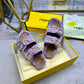 FD FEEL FF JACQUARD VELVET SLIDES AMETHYST PURPLE