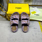 FD FEEL FF JACQUARD VELVET SLIDES AMETHYST PURPLE