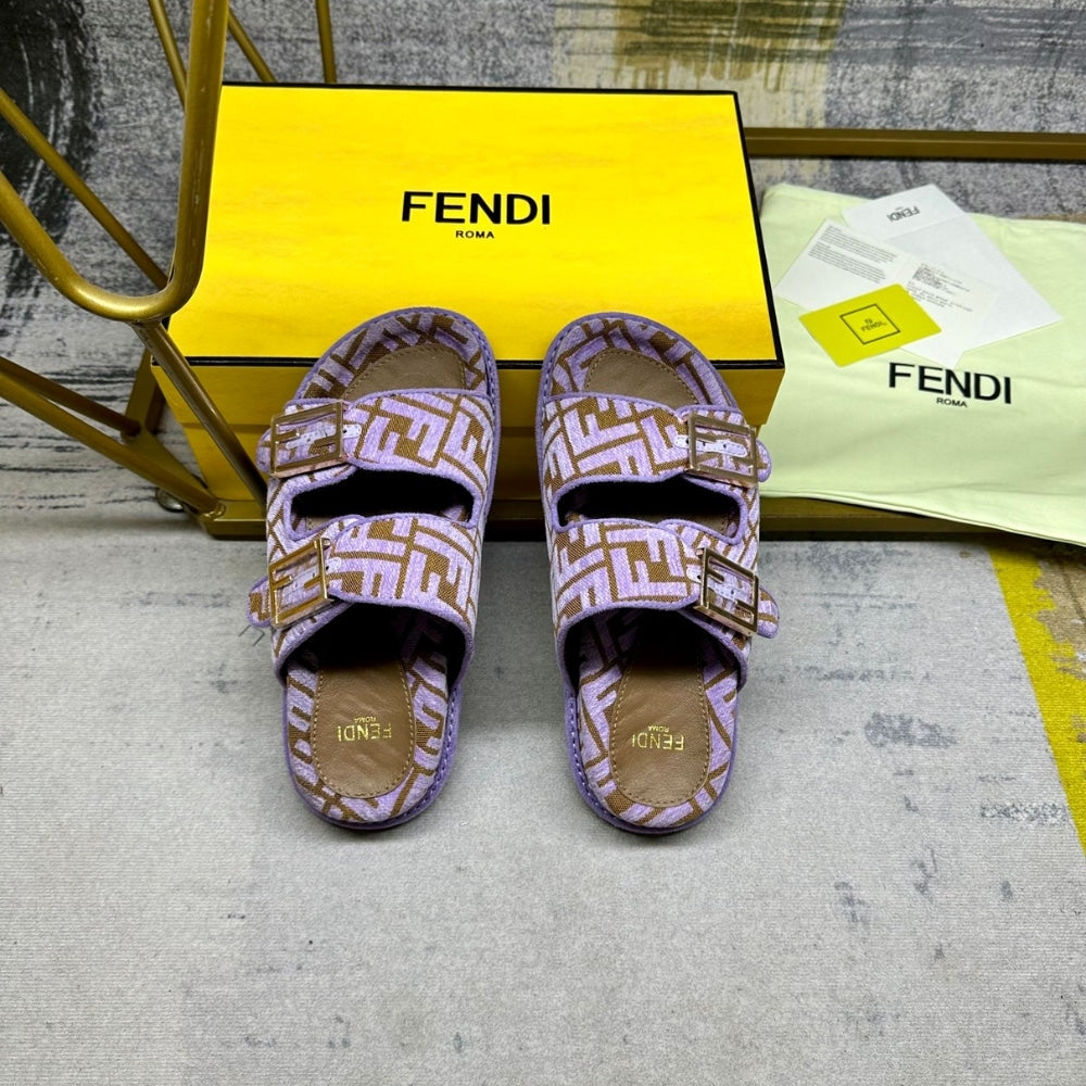 FD FEEL FF JACQUARD VELVET SLIDES AMETHYST PURPLE