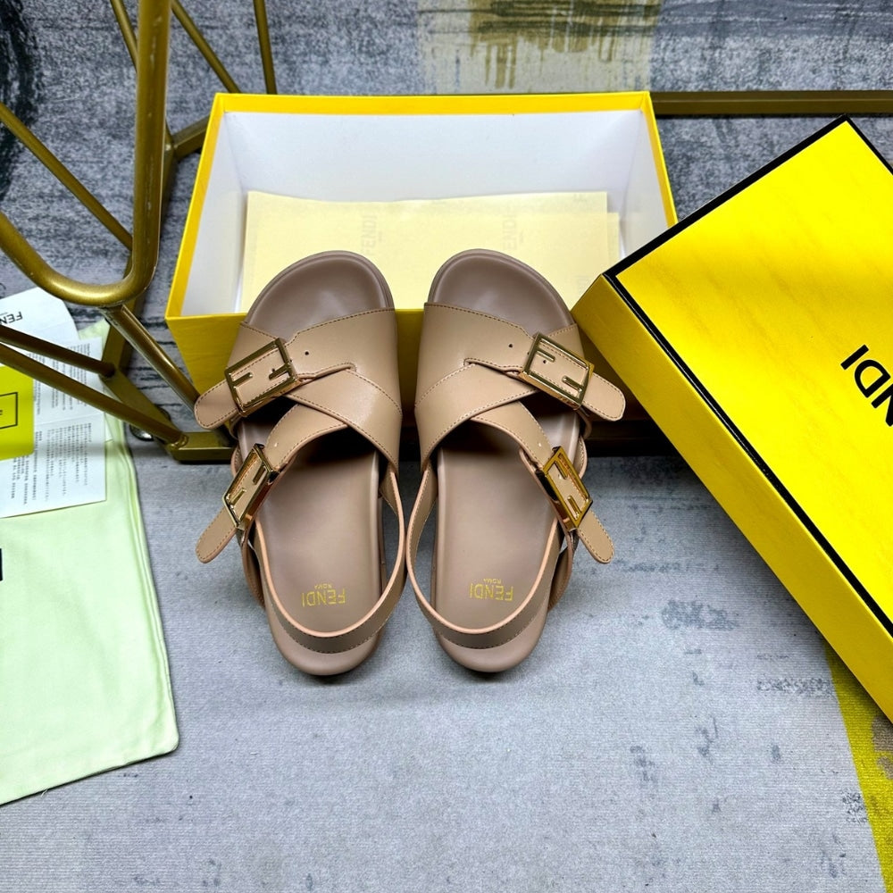 FD FEEL LEATHER SLIDES BEIGE 8X8647NA7F0QB8