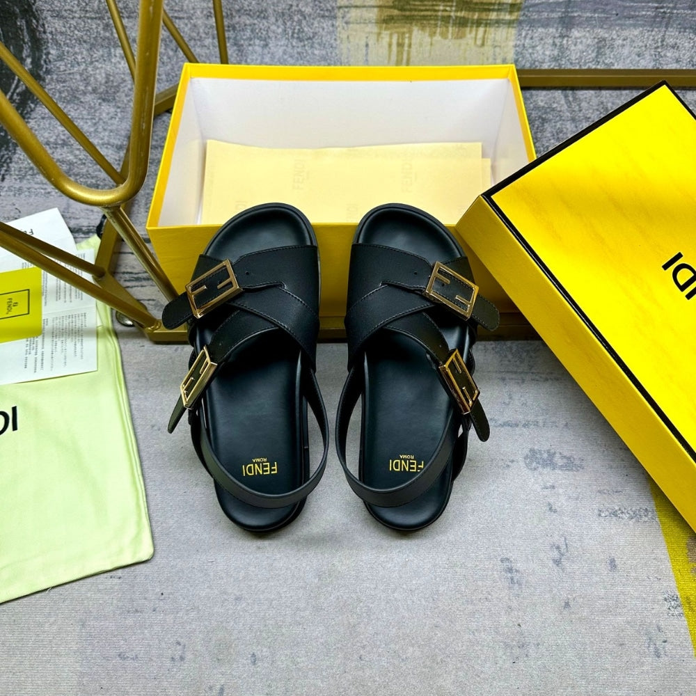 FD FEEL LEATHER SLIDES BLACK 8X8647NA7F0QA1