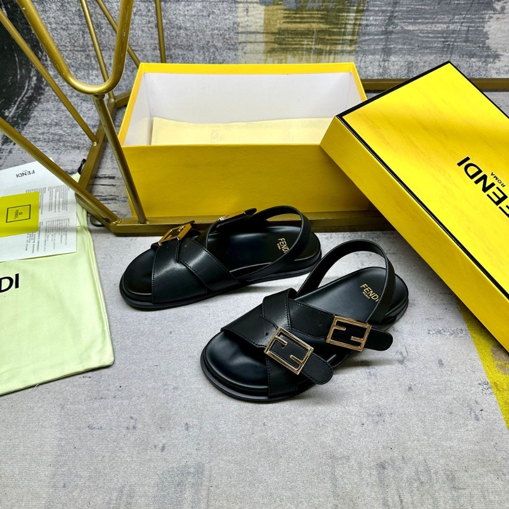 FD FEEL LEATHER SLIDES BLACK 8X8647NA7F0QA1