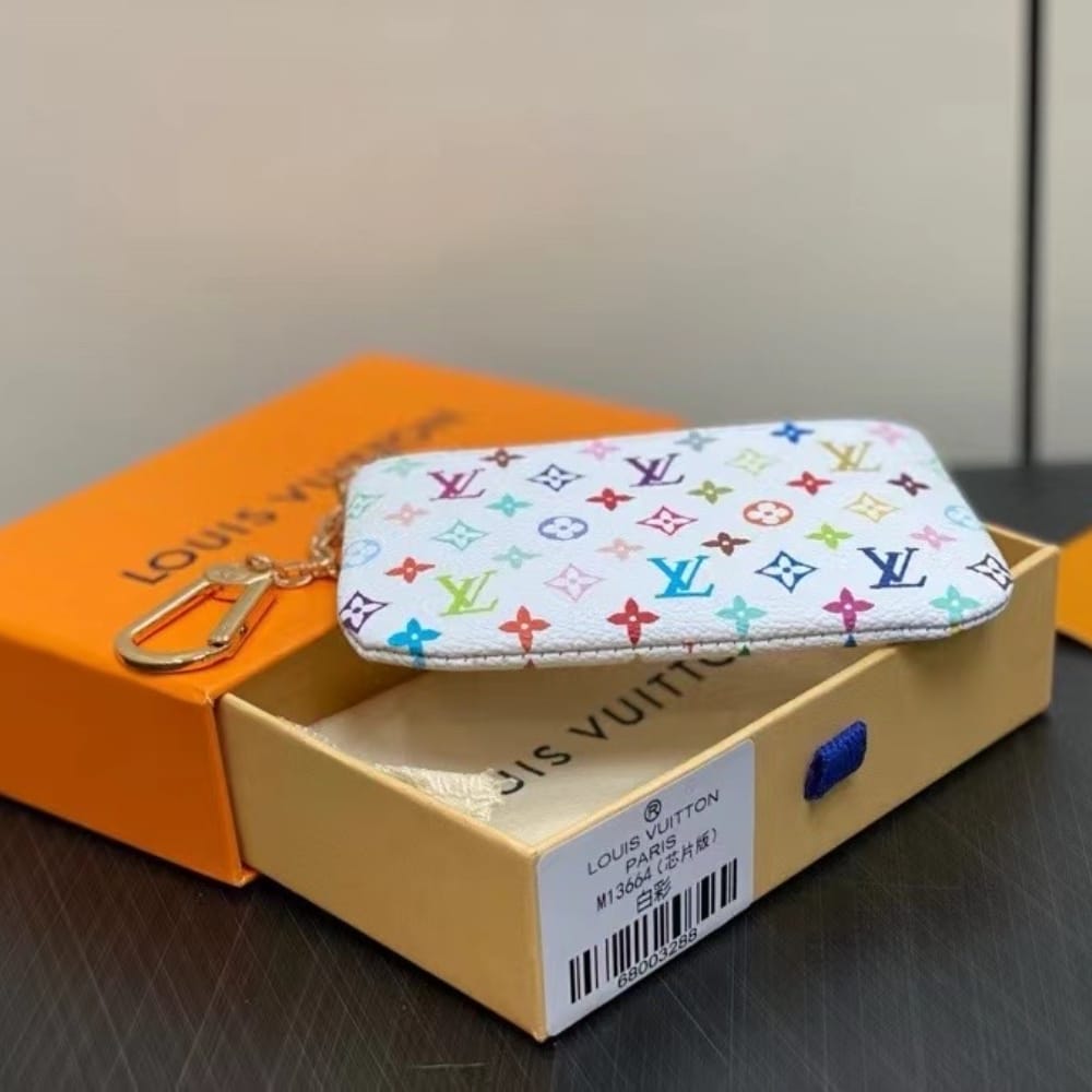 LV X MURAKAMI  KEY COIN PURSE WHITE 12CM