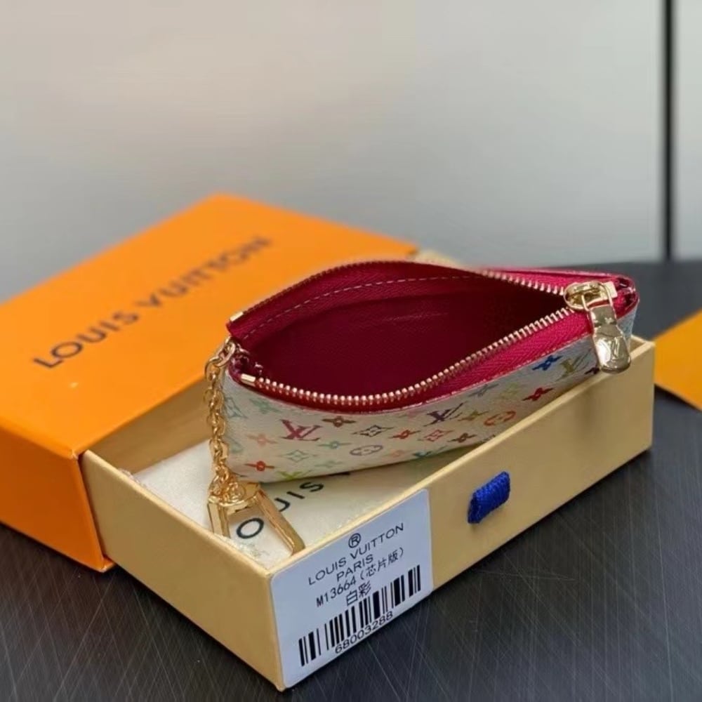 LV X MURAKAMI  KEY COIN PURSE WHITE 12CM