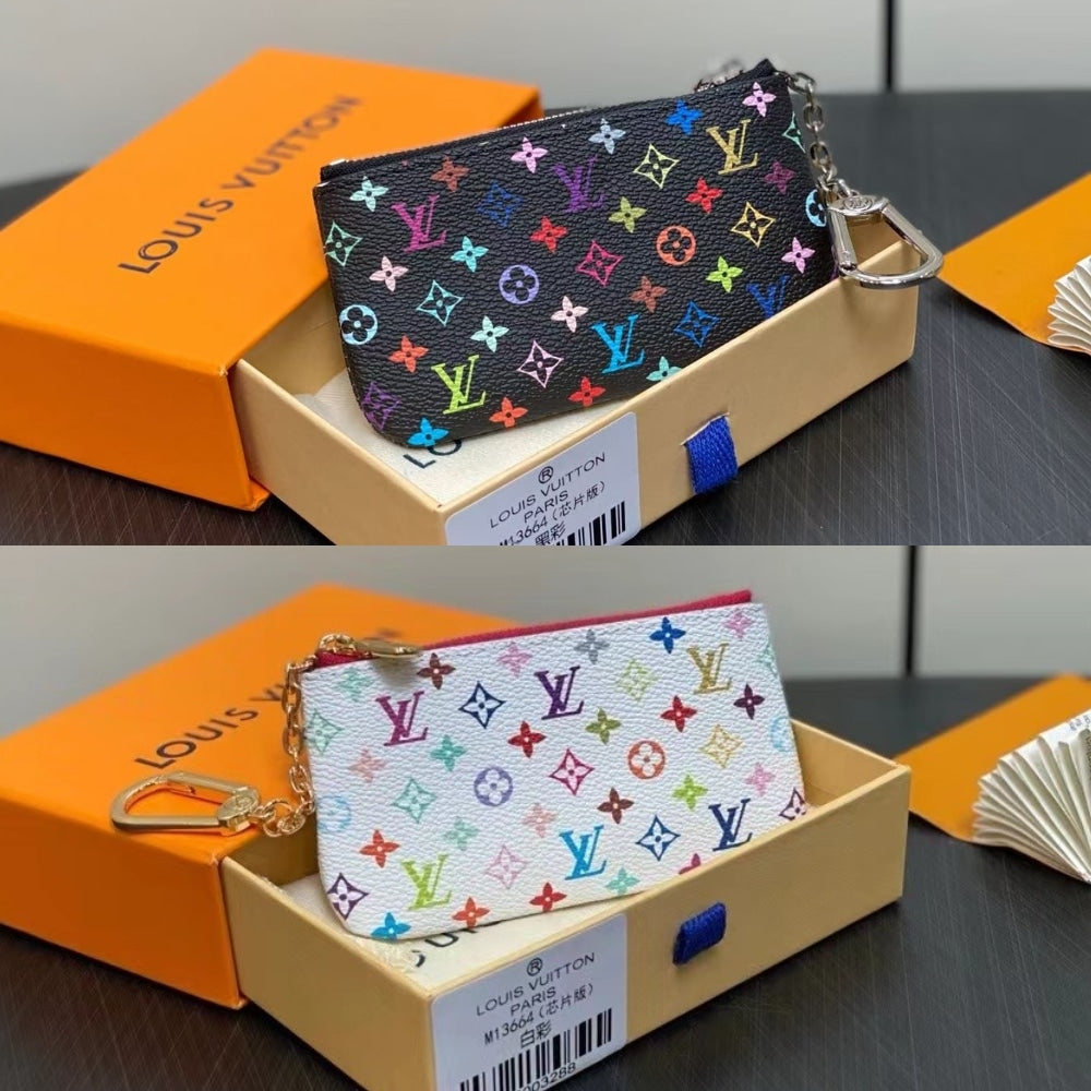 LV X MURAKAMI  KEY COIN PURSE WHITE 12CM