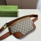 GG GG EMBLEM SMALL BELT BAG BEIGE AND DARK BROWN 23CM ?821165 FAEEC 9786