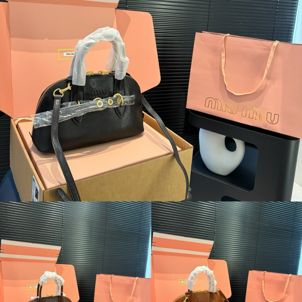 MIUMIU AVENTURE NAPPA TOP HANDLE BAG BLACK 28CM 5BB169 2BBL F0002 V OOO