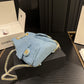 CC 25C GOLD TONE METAL DENIM BACKPACK BLUE 24CM