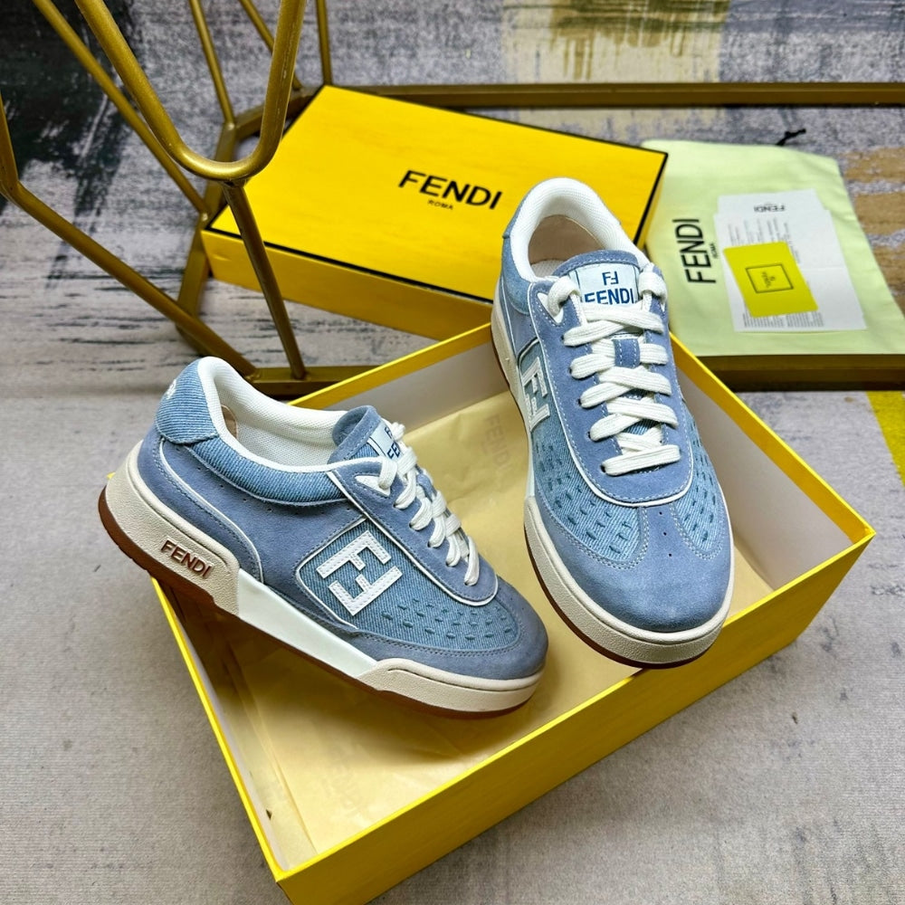FD MATCH DENIM FABRIC AND SUEDE LOW TOPS LIGHT BLUE 8E8670ASB3F1SV1