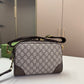 GG GG EMBLEM SMALL CROSSBODY BAG GREY AND DARK BROWN 23CM