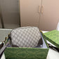 GG GG EMBLEM SMALL CROSSBODY BAG GREY AND DARK BROWN 23CM