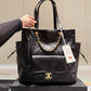 CC 25C TOTE BAG GOLD LOCK BLACK 33CM