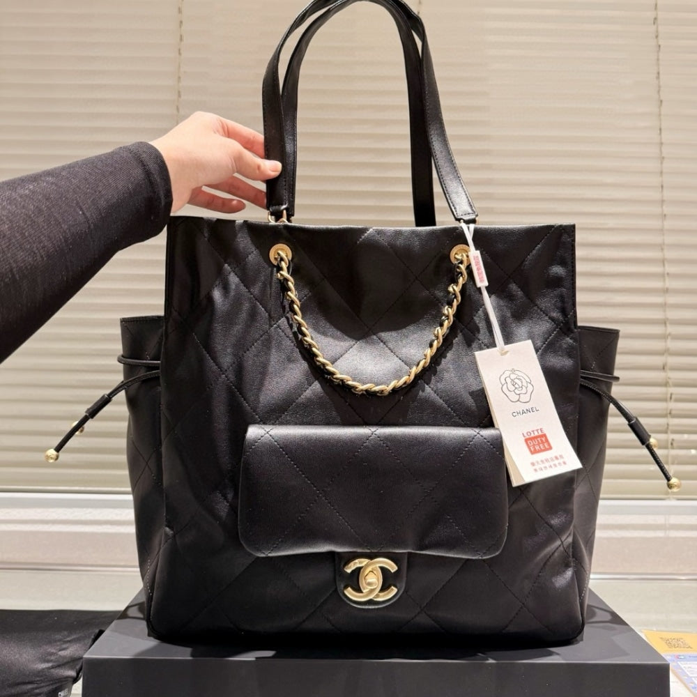 CC 25C TOTE BAG GOLD LOCK BLACK 33CM