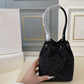 PR SATIN MINI BAG WITH CRYSTALS BLACK 15CM