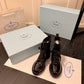 PD BRUSHED-LEATHER AND RE-NYLON BOOTS SHINY BLACK