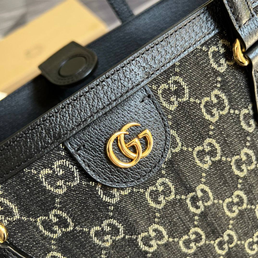 GG TOTE BAG Handbag BLACK WATERPROOF FABRIC 631685