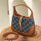 GG 637092 subaxillary bag Leather brown blue canvas