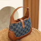 GG 637092 subaxillary bag Leather brown blue canvas