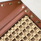 VO GARAVANI ROCKSTUD RAFFIA CLUTCH BAG IN BROWN 28CM