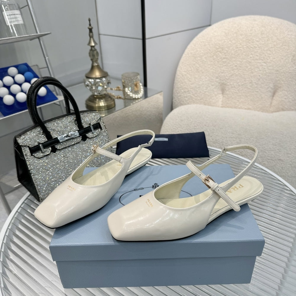 PR PATENT LEATHER SLINGBACK BALLERINAS IVORY 1F828N 069 F0304 F 015